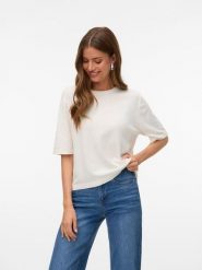 Vero Moda Sweter w kolorze kremowym rozmiar: XL. Brązowe swetry klasyczne damskie Vero Moda, xl, bez kołnierzyka. Za 85.95 zł.