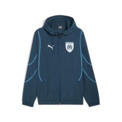 Męska kurtka przedmeczowa z tkaniny Olympique Marsylia PUMA. Niebieskie kurtki męskie Puma, na jesień, m, bez wzorów, z materiału, klasyczne, bez kaptura. Za 318.40 zł.