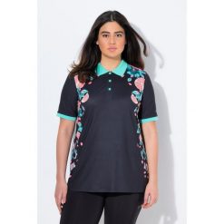 Damskie Koszulka polo funkcyjna kołnierz polo rękaw 1/2. Czarne bluzki sportowe damskie Ulla Popken, plus size, z elastanu, bez kołnierzyka, bez ramiączek. Za 223.99 zł.