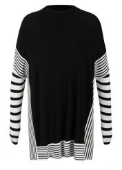 Długi sweter. Czarne golfy damskie bonprix, bez wzorów, bez ramiączek. Za 112.99 zł.