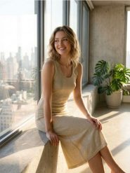 Sukienka maxi bez rękawów z wiskozą - złoty. Żółte sukienki damskie Sinsay, l, bez wzorów, z wiskozy, bez kołnierzyka, bez ramiączek, maxi. Za 59.99 zł.