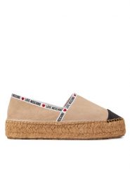 LOVE MOSCHINO Espadryle JA10553G0IIG0131 Beżowy. Brązowe espadryle damskie Love Moschino, bez wzorów, ze skóry, bez obcasa. Za 809.99 zł.