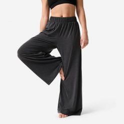 Spodnie do jogi damskie Domyos soft. Szare spodnie sportowe damskie DOMYOS, l, z elastanu, na fitness i siłownię. Za 129.99 zł.