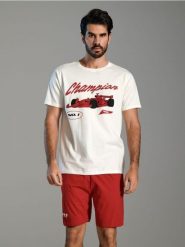 Piżama męska - kremowy. Białe piżamy męskie Sinsay, l, bez wzorów, bez ramiączek. Za 39.99 zł.