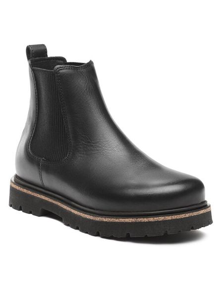 Birkenstock Sztyblety Highwood 1025781 Czarny. Czarne botki damskie Birkenstock, ze skóry, bez obcasa, na płaskiej podeszwie, bez zapięcia. Za 725.47 zł.