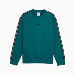 Bluza sportowa męska Puma NEW TAPE CREW FL 69264322. Zielone, analogowe bluzy bez kaptura męskie Puma, bez wzorów, z bawełny, eleganckie, bez kołnierzyka, bez ramiączek. Za 155.71 zł.