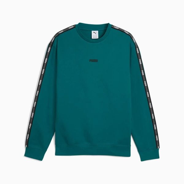 Bluza sportowa męska Puma NEW TAPE CREW FL 69264322. Zielone, analogowe bluzy bez kaptura męskie Puma, bez wzorów, z bawełny, eleganckie, bez kołnierzyka, bez ramiączek. Za 155.71 zł.