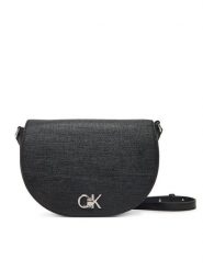 Calvin Klein Torebka Ck Hw Crossbody Saddle Bag_Tex K60K613233 Czarny. Czarne listonoszki damskie CALVIN KLEIN, bez wzorów, ze skóry, bez dodatków. Za 339.99 zł.