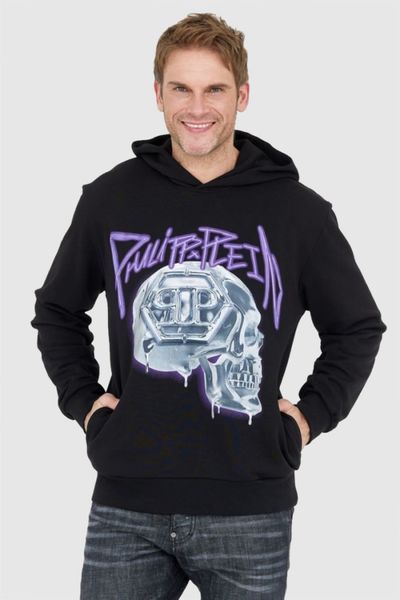 PHILIPP PLEIN Czarna bluza męska z kapturem skull, Rozmiar L. Czarne bluzy z kapturem męskie Philipp Plein, l. W wyprzedaży za 2,199.99 zł.