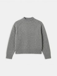 Sweter z półgolfem z domieszką wełny - szary. Szare swetry klasyczne damskie Sinsay, l, z wełny, bez kołnierzyka. Za 59.99 zł.