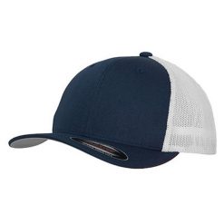 Dwukolorowa Siatkowa Czapka Z Daszkiem. Niebieskie czapki męskie FLEXFIT, bez wzorów. Za 72.99 zł.