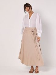 Apricot Spódnica w kolorze beżowym rozmiar: L. Brązowe spódniczki damskie Apricot, l, bez wzorów, z tkaniny, maxi, asymetryczne. Za 93.07 zł.
