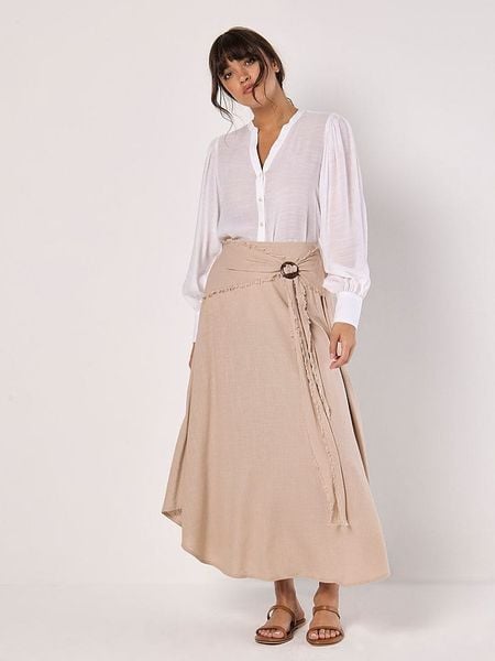 Apricot Spódnica w kolorze beżowym rozmiar: XXL. Brązowe spódniczki damskie Apricot, xxl, bez wzorów, z tkaniny, maxi, asymetryczne. Za 79.77 zł.