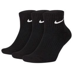 Lekkie Skarpety Do Kostki Unisex Dla Dorosłych (zestaw 3 Sztuk). Czarne skarpetki męskie Nike, bez wzorów, z bawełny. Za 115.99 zł.