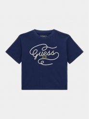 Guess T-Shirt J4RI18 K8HM4 Granatowy Regular Fit. Niebieskie koszulki dziewczęce Guess, z aplikacjami, z bawełny, bez ramiączek. Za 49.99 zł.