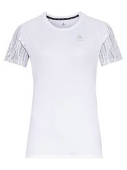Odlo Koszulka funkcyjna "Essential Print" w kolorze białym rozmiar: XL. Białe bluzki sportowe damskie Odlo, s, z materiału, bez kołnierzyka, bez ramiączek. Za 105.38 zł.