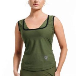 Damski tank top RDX W1. Szare topy sportowe damskie RDX SPORTS, m, bez wzorów, z gumy, bez ramiączek. Za 172.50 zł.