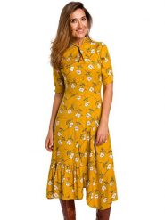 Stylove Sukienka w kolorze żółtym rozmiar: L. Żółte sukienki damskie Stylove, l, bez wzorów, z wiskozy, bez kołnierzyka, bez ramiączek, midi. Za 250.35 zł.