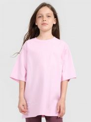 4F T-shirt oversize z nadrukiem dziewczęcy - różowy 140 (9-10 lat). Czerwone koszulki dziewczęce 4f, bez wzorów, z bawełny, bez ramiączek. W wyprzedaży za 39.99 zł.