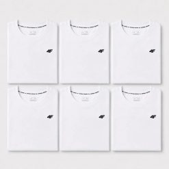 KOMPLET KOSZULEK MĘSKICH 4F ZESTAW 6 SZTUK T-SHIRT XXL TTSHM3341 BIAŁY. Białe t-shirty męskie 4f, m, bez wzorów, z bawełny, bez kołnierzyka. Za 299.94 zł.