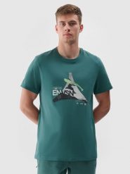 4F T-shirt regular z nadrukiem męski - zielony L. Zielone t-shirty męskie 4f, l, bez wzorów, z bawełny, bez kołnierzyka. W wyprzedaży za 39.99 zł.
