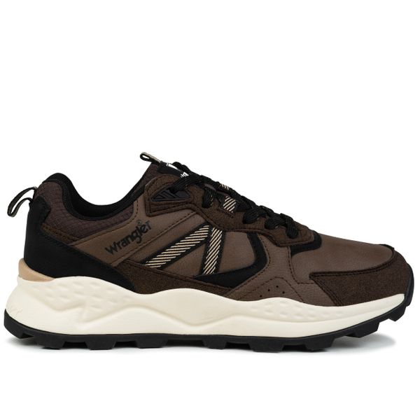 Buty męskie sportowe Wrangler WEST MEN LOW. Brązowe buty sportowe na co dzień męskie Wrangler, bez zapięcia. W wyprzedaży za 259.00 zł.