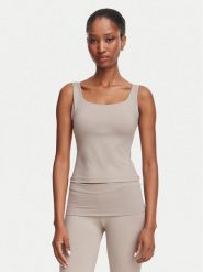 Guess Top V6YP18 K4788 Beżowy ciemny Slim Fit. Brązowe topy damskie Guess, m, z aplikacjami, z syntetyku, bez kołnierzyka. Za 194.99 zł.