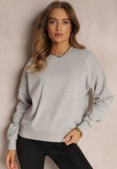 Szara Bluza z Polarową Podszewką Heseh. Szare bluzy bez kaptura damskie Renee, m, z dzianiny. Za 54.99 zł.