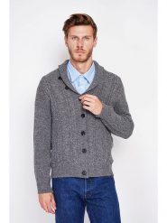 William de Faye Kardigan w kolorze szarym rozmiar: 46. Szare kardigany męskie William De Faye, bez wzorów, ze splotem, klasyczne, bez kołnierzyka. Za 108.74 zł.