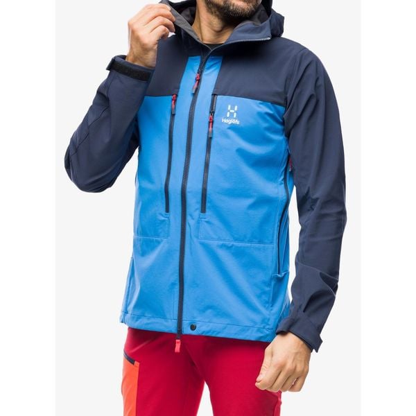 Kurtka softshell męska Haglofs Roc Sight Softshell Jacket. Niebieskie kurtki męskie Haglöfs, m, bez wzorów, z softshellu, sportowe, bez kaptura. Za 1,100.99 zł.