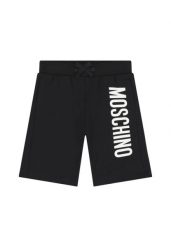 Szorty chłopięce Moschino czarny. Czarne szorty męskie MOSCHINO, z materiału, bez kołnierzyka. Za 446.50 zł.