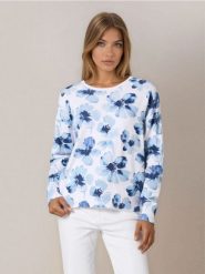 Wiskozowy sweter ze wzorem - niebieski. Niebieskie swetry klasyczne damskie Sinsay, l, z wiskozy, bez kołnierzyka. Za 45.99 zł.