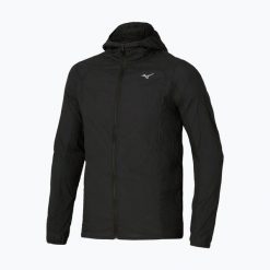 Kurtka do biegania męska Mizuno Tech Light Hooded. Czarne kurtki treningowe męskie Mizuno, m, bez wzorów, z poliamidu, do biegania. Za 459.99 zł.