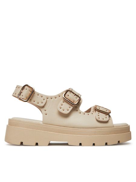 DeeZee Sandały 2024-42 Écru. Sandały damskie DeeZee, bez wzorów, ze skóry, bez obcasa, na płaskiej podeszwie. Za 139.99 zł.