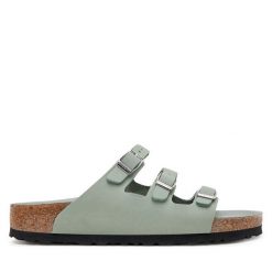 Klapki Birkenstock. Szare klapki damskie Birkenstock, bez wzorów, bez obcasa. Za 519.99 zł.