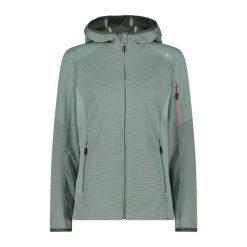 Damska kurtka z kapturem zapinana na zamek CMP. Niebieskie kurtki damskie CMP, bez wzorów, z softshellu, z kapturem. Za 393.10 zł.