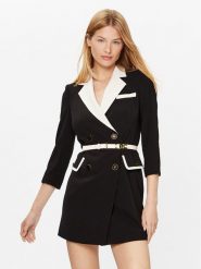 Elisabetta Franchi Sukienka koktajlowa AB-445-32E2-V650 Czarny Regular Fit. Czarne sukienki damskie Elisabetta Franchi, bez wzorów, z syntetyku, wizytowe, bez kołnierzyka, bez ramiączek. Za 3,739.00 zł.