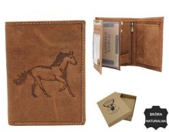 Portfel skórzany Always Wild N4-CHM-HORSE j. brązowy tłoczenie koń. Brązowe portfele męskie Always Wild, bez wzorów, z nubiku. Za 50.00 zł.