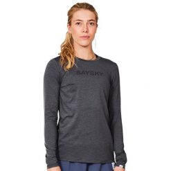 Koszulka damska z długim rękawem Saysky Logo Pace. Szare bluzki damskie SAYSKY, bez wzorów, sportowe, bez kołnierzyka, bez ramiączek. Za 289.60 zł.