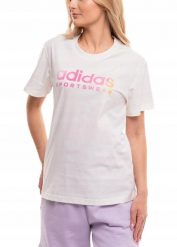 Koszulka damska adidas The Soft Side Linear. Białe t-shirty damskie Adidas, xs, bez wzorów, z bawełny, bez kołnierzyka. Za 105.99 zł.