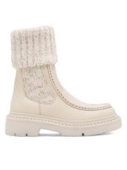 Badura Botki OVAR-23AW111 Beżowy. Brązowe botki damskie Badura, ze skóry, bez obcasa, na płaskiej podeszwie, bez zapięcia. Za 429.99 zł.