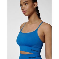 Bezszwowy biustonosz dla kobiet Hummel Tiffy. Niebieskie biustonosze sportowe damskie HUMMEL, bez wzorów. Za 143.00 zł.