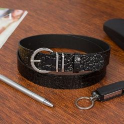 Pasek skórzany BELTIMORE r.95-110 cm E54 czarny. Czarne paski damskie bez wzorów. Za 41.99 zł.