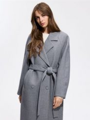 Dwurzędowy płaszcz oversize - szary. Szare płaszcze damskie Reserved, l, bez wzorów, z tkaniny. Za 299.99 zł.