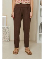 Rodier Lin Lniane spodnie "Provence" w kolorze brązowym rozmiar: XL/XXL. Brązowe spodnie materiałowe damskie Rodier Lin, bez wzorów, ze lnu, klasyczne, z standardowym stanem. Za 136.78 zł.