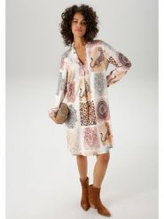 Aniston Sukienka w kolorze białym rozmiar: 38. Białe sukienki damskie Aniston, bez wzorów, z wiskozy, bez kołnierzyka, bez ramiączek, midi. Za 91.56 zł.