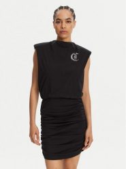 Just Cavalli Sukienka codzienna 78PAOE11 Czarny Regular Fit. Czarne sukienki damskie Just Cavalli, na co dzień, xl, bez wzorów, z bawełny, bez kołnierzyka, bez ramiączek, proste. Za 839.99 zł.