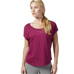 Koszulka sportowa damska Reebok El Burnout. Czerwone bluzki sportowe damskie Reebok, xs, z materiału, bez kołnierzyka, bez ramiączek. Za 126.00 zł.