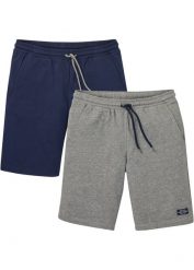 Bermudy dresowe (2 pary). Niebieskie szorty męskie bonprix, bez wzorów, z dresówki. Za 139.99 zł.
