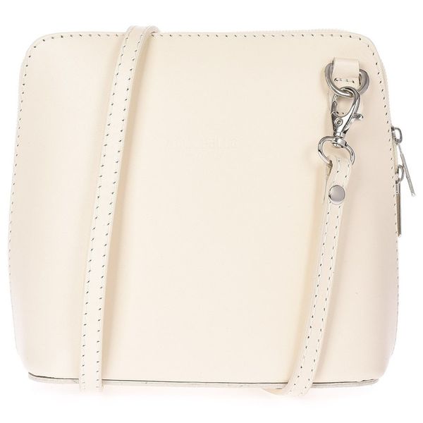 Listonoszka skórzana Vera Pelle kremowa K03. Białe torby na laptopa damskie bez wzorów, z lakierowanej skóry, lakierowane. Za 120.90 zł.